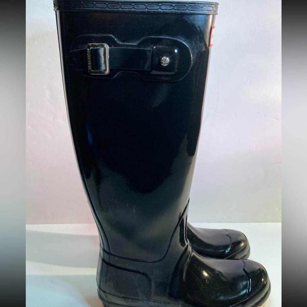 Hunter tall black glossy boots. European size 37.